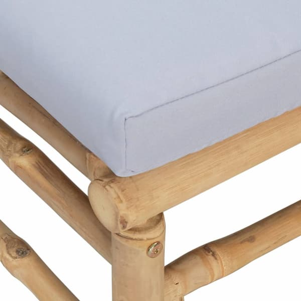Loungegrupp för trädgården 2 delar ljusgrå dynor bambu