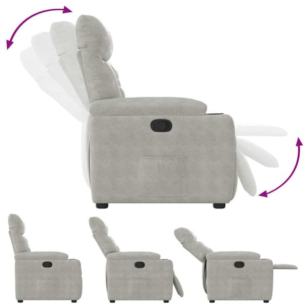 Reclinerfåtölj ljusgrå mikrofibertyg
