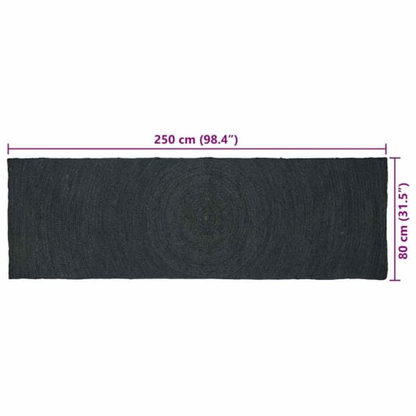Områdesmattor Rektangulär Mörkgrå 80 x 250 cm Jute