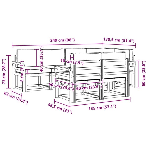 Utomhussoffset med kudde 7 pcs Vit och antracit Polyester