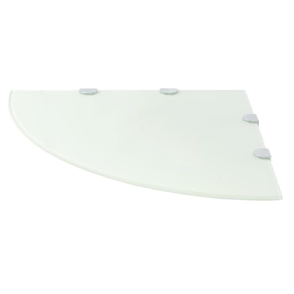 Hörnhylla glas med förkromade hyllkonsoler vit 45x45 cm