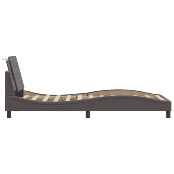 Bed Frame with LED without Mattress "Zadar" Grey 90x190 cm