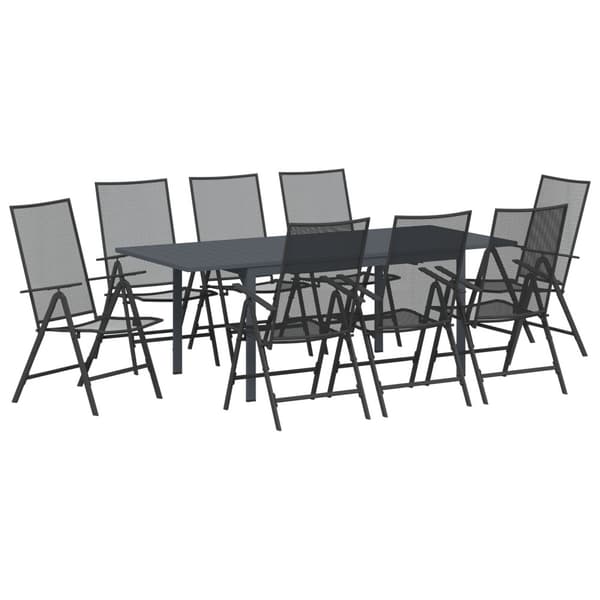 Trädgårdsmöbelset 9 pcs Antracit Stål
