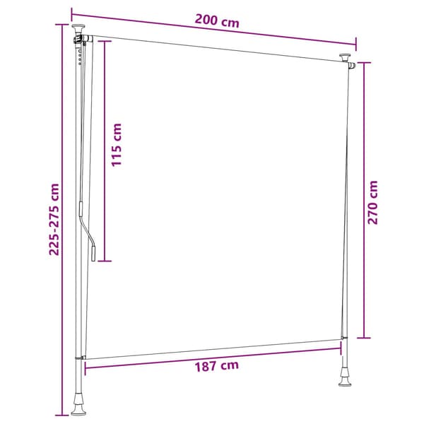 Utomhus rullgardin Ljusgrå 200 x 270 cm