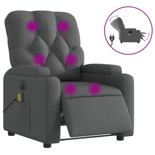 Elektrisk massagefåtölj mörkgrå tyg