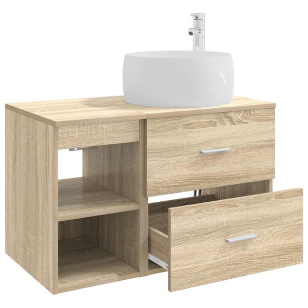Badrumsmöbelset 2 pcs Sonoma-ek Konstruerat trä