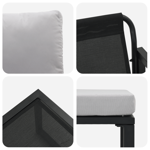 Trädgårdsmöbler med kudde med kudde 4 pcs Ljusgrå Polyester