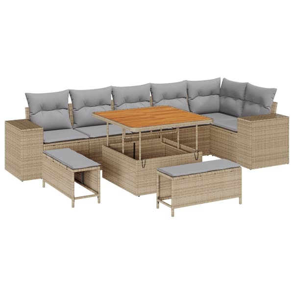 Trädgårdsoffset 9 pcs Beige konstrotting