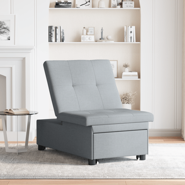 Pull Out Sofa Bed Ljusgrå 194 x 50 x 82 cm tyg