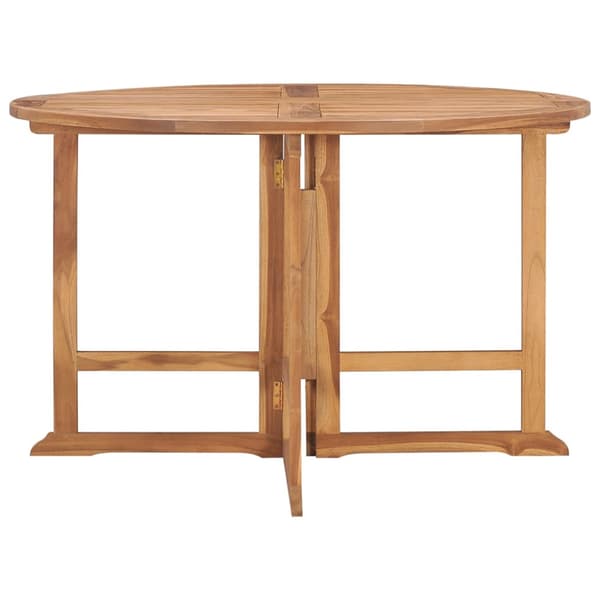 Hopfällbart matbord för trädgården Ø110x75 cm massiv teak