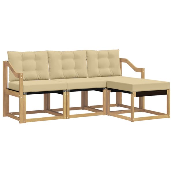 Utomhussoffset med kudde 4 pcs Vit och Beige