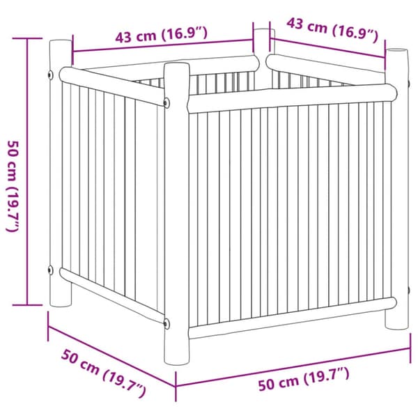 Odlingslåda 50x50x50 cm bambu