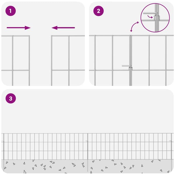 Trädgårdsstängsel med pålar 24 pcs 95 x 30 cm Mesh Silver