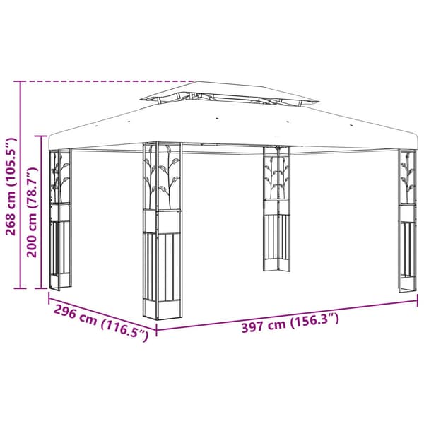 Paviljong 3,97 x 2,96 x 2,68 m Grön Polyester och Stål