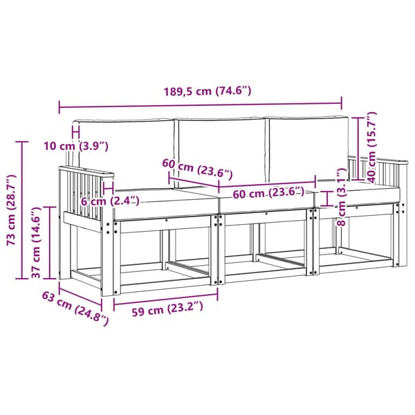 Utomhussoffset 3 pcs