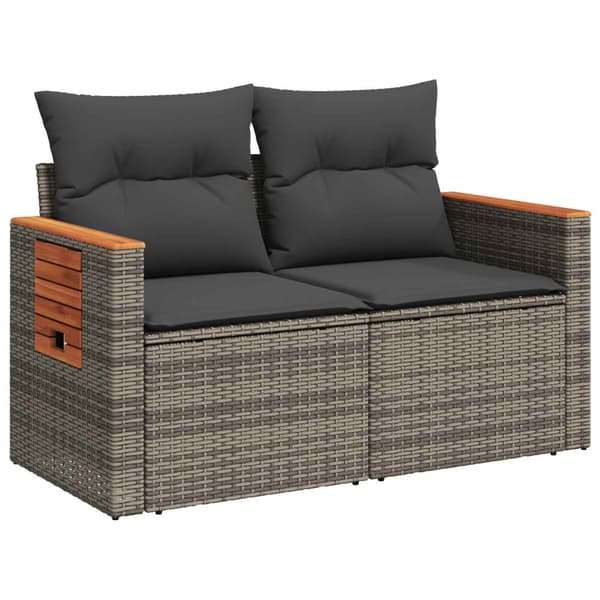 Soffset 7 pcs Grå och mörkgrå Poly Rattan och stål