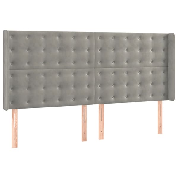 Ramsäng med madrass & LED ljusgrå 160x200 cm sammet