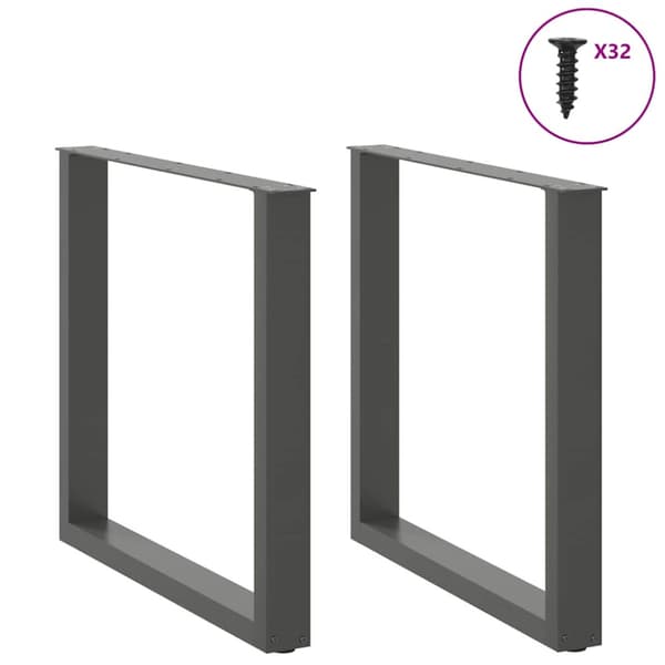 Matbordsben U-formade 2 st antracit 90x(72-73) cm stål