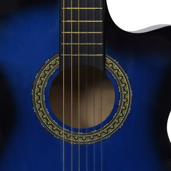 Gitarr western 12 delar med EQ-pedal och 6 strängar blå