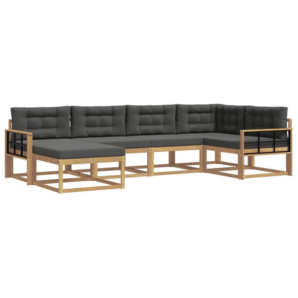 Utomhussoffset med kudde 5 pcs Vit och antracit Polyester