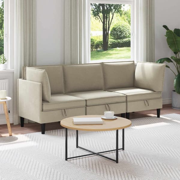 Möbelset för vardagsrummet 3 pcs Sand Tyg