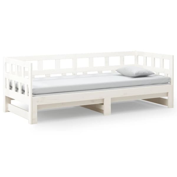 Bäddsoffa vit massiv furu 2x(90x200) cm