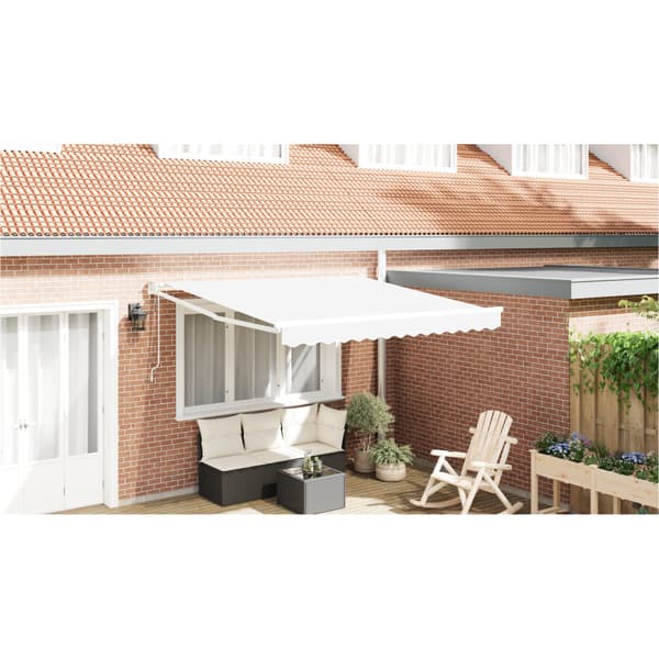 Utfällbar markis Vit 350 x 250 cm Polyester och aluminium
