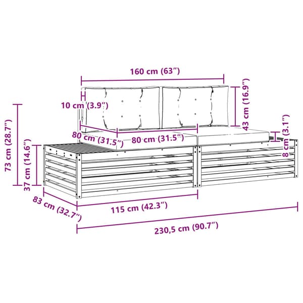 Utomhussoffset 3 Stycke
