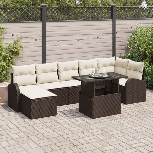 Trädgårdsoffset 8 st Brun Poly rattan