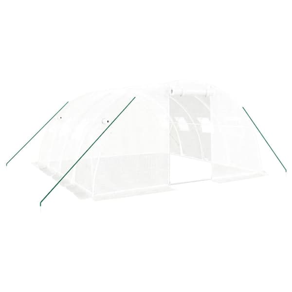 Växthus med stålram vit 16 m² 4x4x2 m