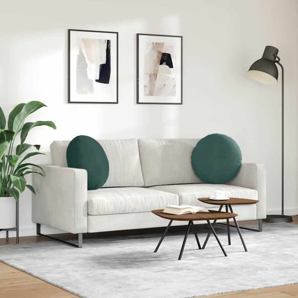 Sittkuddar 2 pcs Mörkgrön Ø50 x 19 cm Sammet
