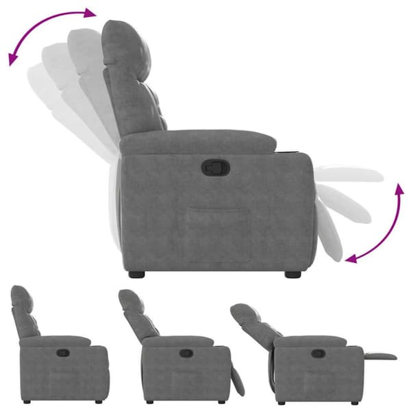Reclinerfåtölj mörkgrå mikrofibertyg