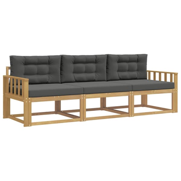 Utomhussoffset med kudde 3 pcs Vit och antracit Polyester