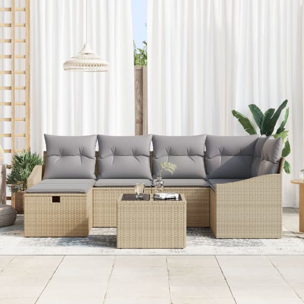 Soffset med kudde med lagring Beige och Ljusgrå konstrotting