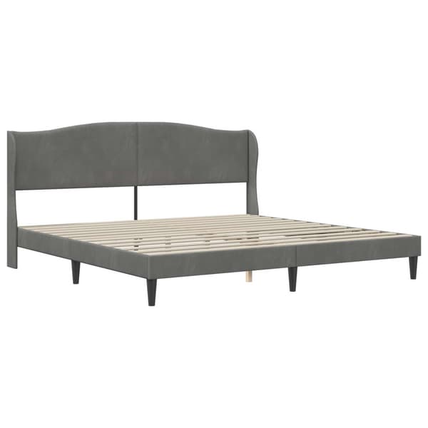 Sängram med huvudgavel Mörkgrå 200 x 200 cm Sammet