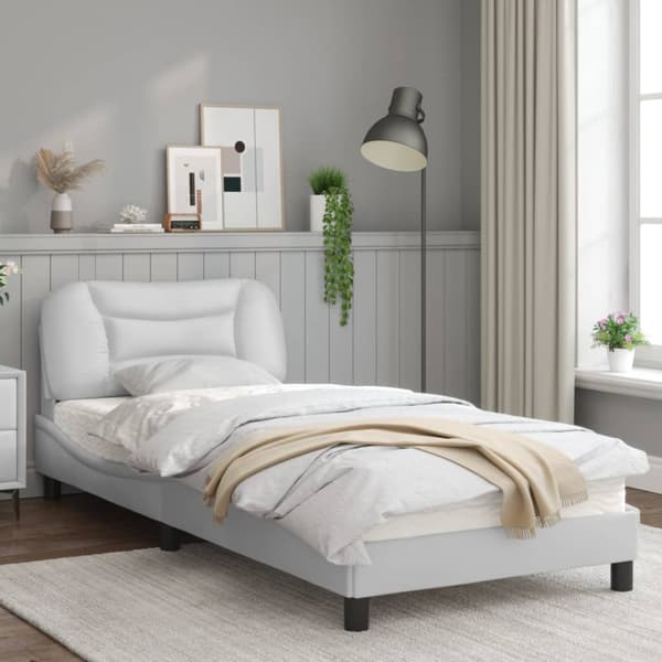 Bed Frame with LED without Mattress "Hvar" White 90x200 cm