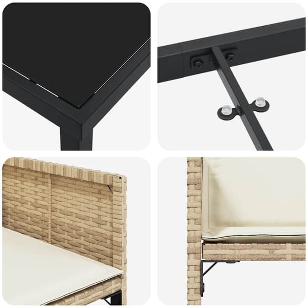Trädgårdsmöbelset 9 pcs Beige konstrotting