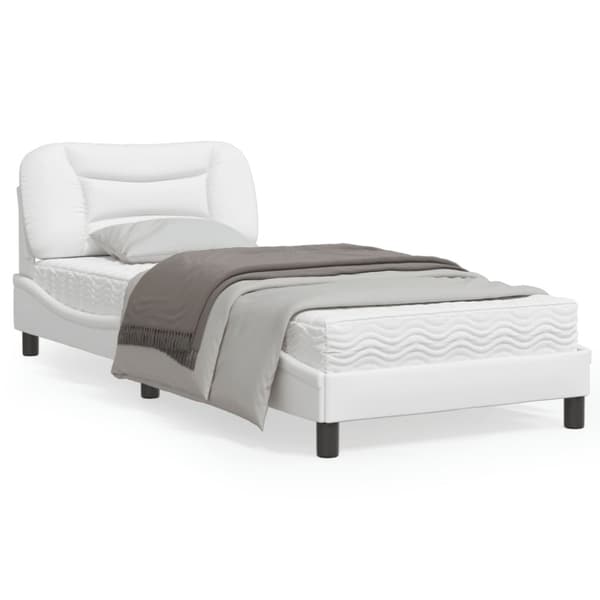 Bed Frame with LED without Mattress "Hvar" White 90x200 cm