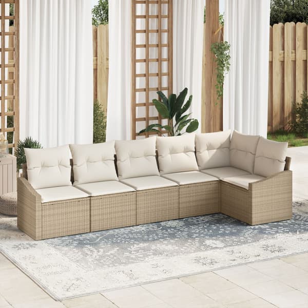 Trädgårdsoffset 6 st Beige och vit konstrotting