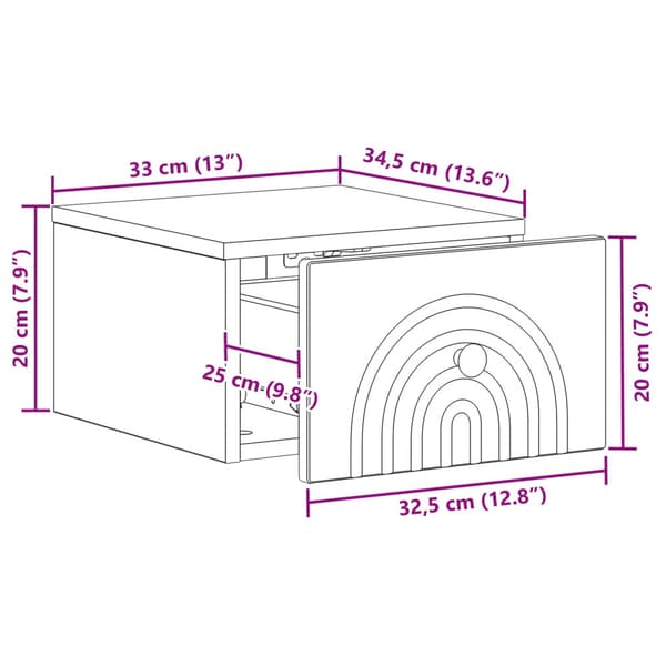 Väggmonterat Sängbord 2 pcs Vit högglans 33 x 34,5 x 20 cm
