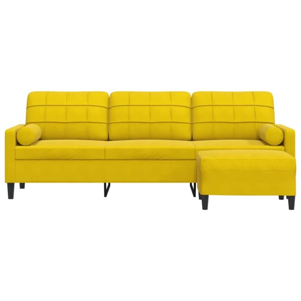 3-sitssoffa med fotpall gul 210 cm sammet