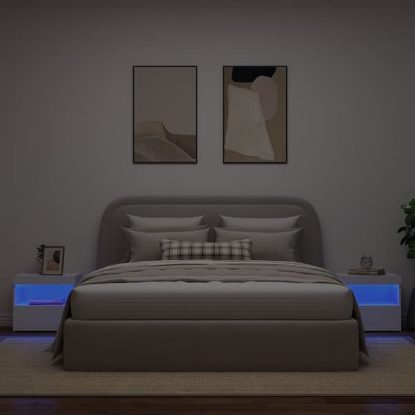 Sängbord med LED 2 st vit 50x40x45 cm