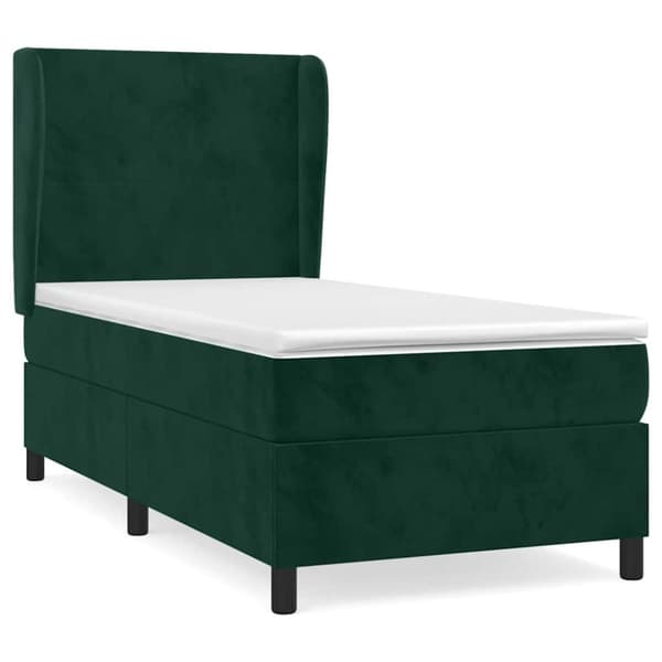 Ramsäng med madrass mörkgrön 90x190 cm sammet