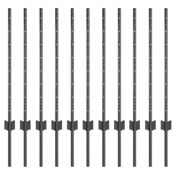 Stängselstolpe 11 pcs Grå 80 cm Stål