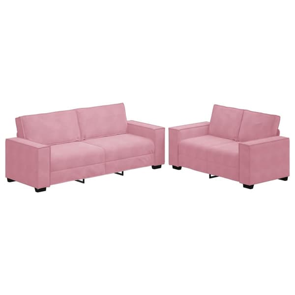 Soffgrupp med dynor 2 delar rosa sammet