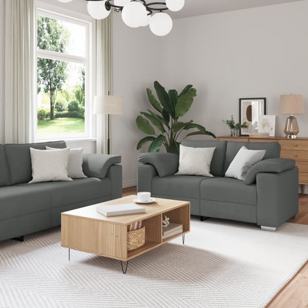 Soffa 2 pcs Mörkgrå 219 x 80 x 82 cm tyg