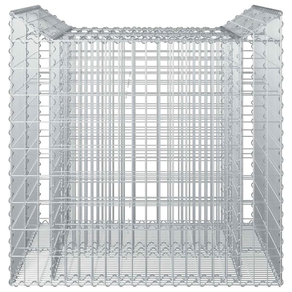 Gabion upphöjd säng 2 pcs Silver