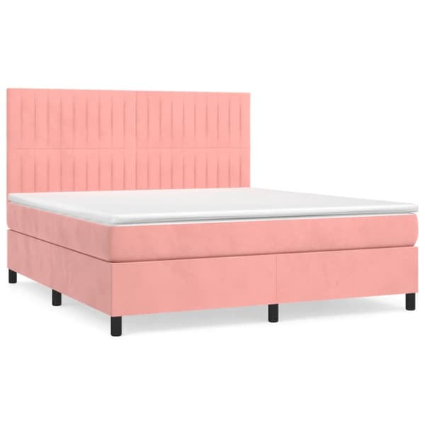Ramsäng med madrass rosa 180x200 cm sammet