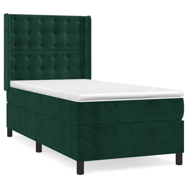 Ramsäng med madrass mörkgrön 90x200 cm sammet