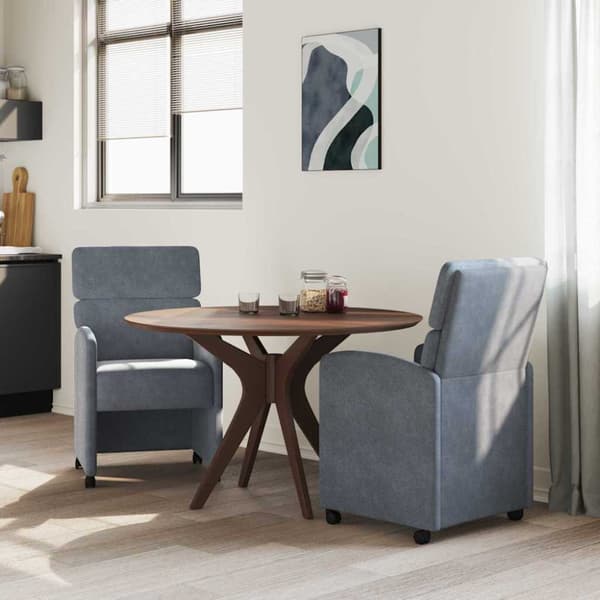 Matstolar med hjul 2 pcs Mörkgrå 58 x 65 x 98 cm Sammet